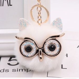 White/Gold Hairball Keychain